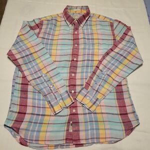 J. Crew  Baird McNutt Irish Linen Colorful Plaid Button Down Shirt Men